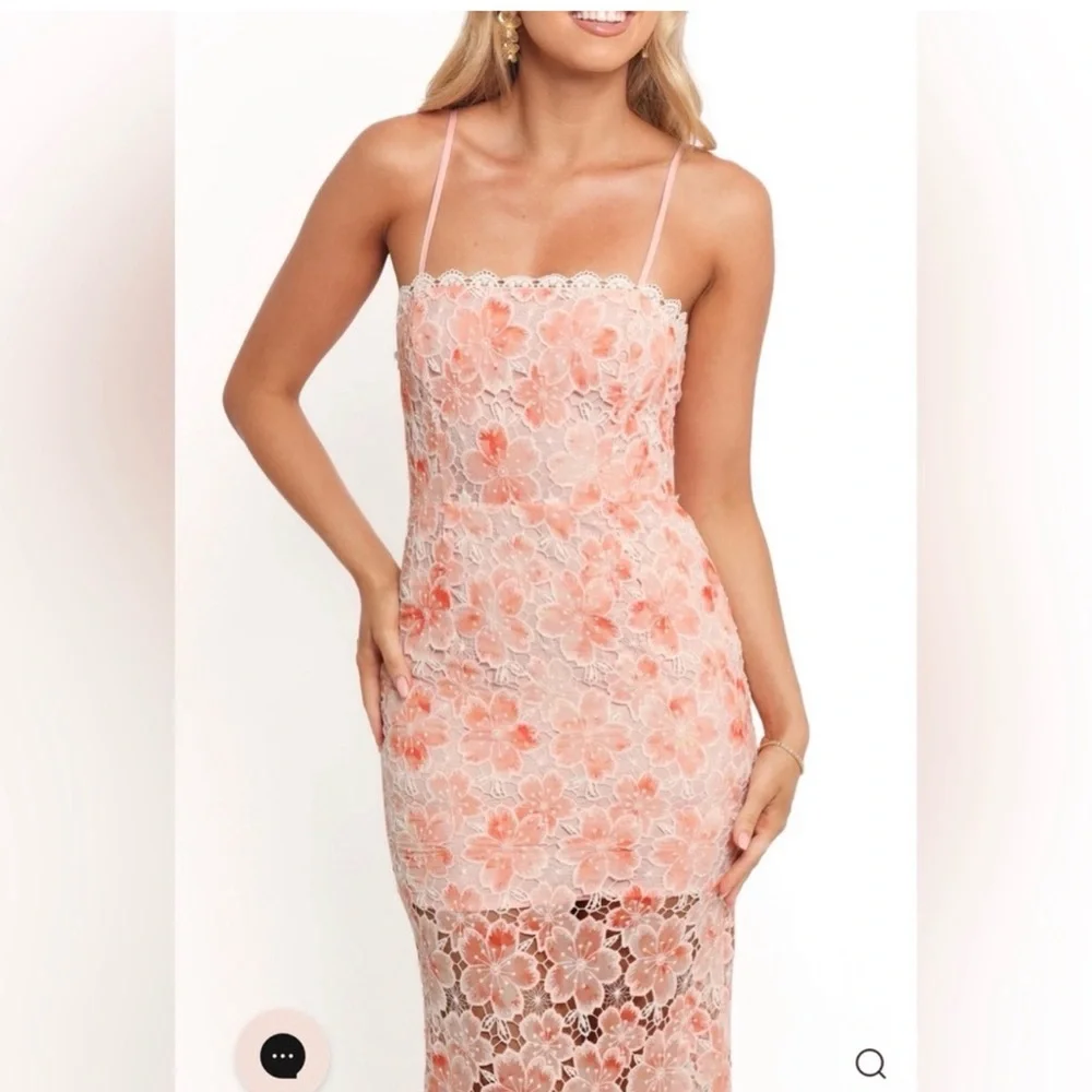 Petal & Pup Peach Floral Lace Maxi Dress - Picture 3 of 9